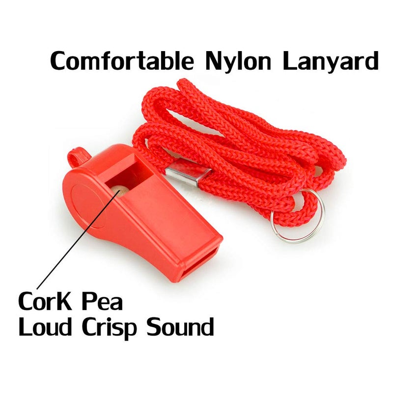 Hipat Red Emergency Whistles with Lanyard, Loud Crisp Sound Plastic Whistles Bulk Ideal for Outdoor Sportï¼ŒLifesavingï¼Œand Officials - Image 3